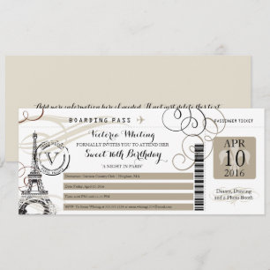 Convites Aniversário preto do doce 16 da torre Eiffel   de