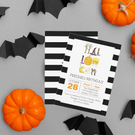 Convites Aniversário Preto e Branco do Halloween