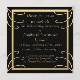 Convites Aniversário preto e Dourado elegante do redemoinh