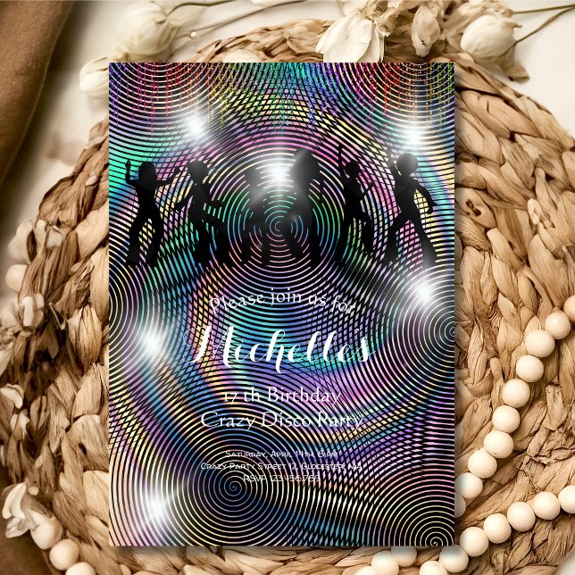 Convites Aniversário psicodélico da discoteca louca (Criador carregado)