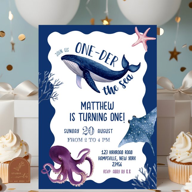 Convites Aniversário Quirky Oneder Sob o Mar (Criador carregado)