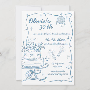 Convites Aniversário Rabiscado à Mão Escrito 
