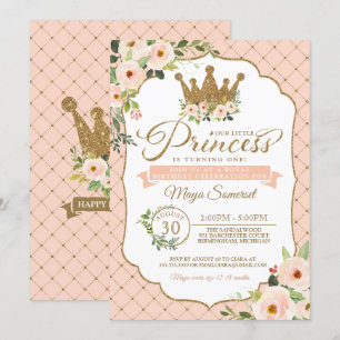 Convites Aniversário Real da Pequena Princesa Blush