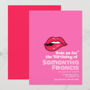 Convites Aniversário Retro Arte Pop Rosa Vibrante