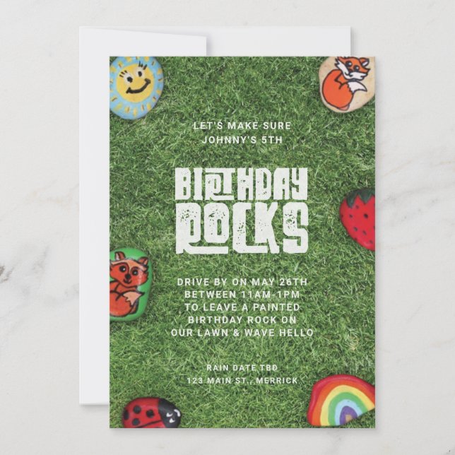 Convites Aniversário Rocha Kid Coronavirus Parade Aniversár (Frente)
