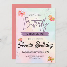 Convites aniversário rosa da borboleta