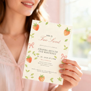 Convites Aniversário rosa de morango giro