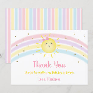 Convites Aniversário Rosa Dourado, Sunshine, Obrigado