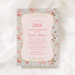 Convites Aniversário Rosa Shabby Chic Vintage
