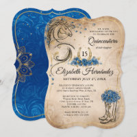 Aniversário Russo de Quinceanera Azul e Dourado