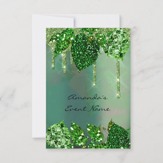Convites Aniversário Rustico Rose Verde Floresta Gotas Folh (Verso)