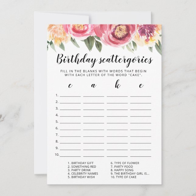 Convites Aniversário - Scattergories - jogo editável (Frente)