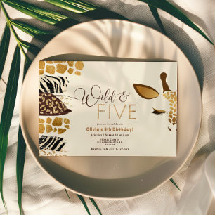 Convites Aniversário selvagem e Cinco Safari 5º aniversário