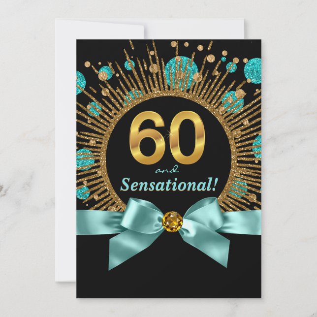 Convites Aniversário Sensacional de 60 anos de uma Mulher (Frente)