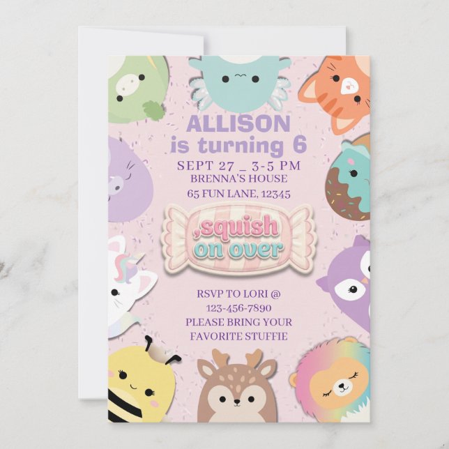 Convites Aniversário Squishmallow (Frente)