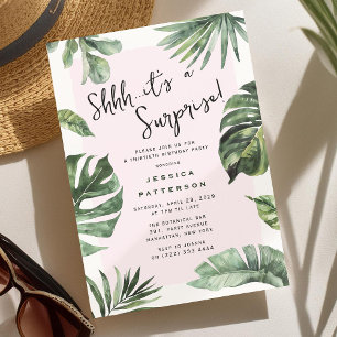 Convites Aniversário Surpresa de Verão Tropical Feminino Ad