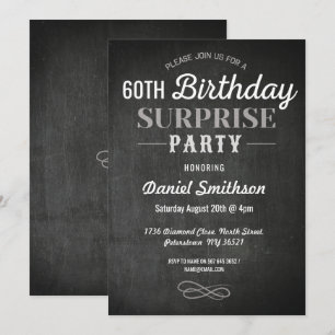 Convites Aniversário Surpresa Rustic Chalk Mens Mulheres C