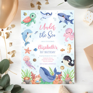 Convites Aniversário Tema Animais Marinhos Submarinos