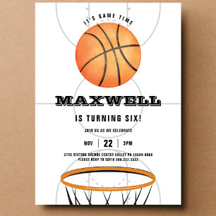 Convites Aniversário Tema de Enterro de Basquete Esportivo