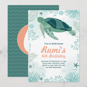Convites Aniversário Tema Oceano das Tartarugas Sob o Mar