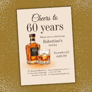 Convites Aniversário Tema Uísque Cheers para Homens de 60 A