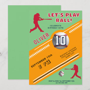 Convites Aniversário Temático de Jogador de Beisebol do Mod