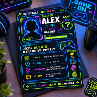 Convites Aniversário temático de videogame