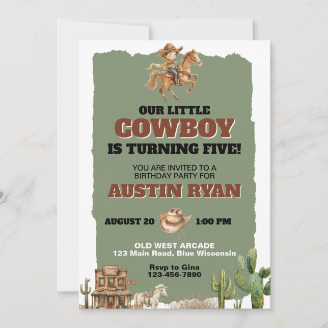 Convites Aniversário Temático Western Cowboy Rústico (Frente)