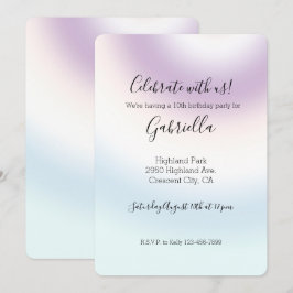 Convites Aniversário Tie dye Roxo Branco Azul