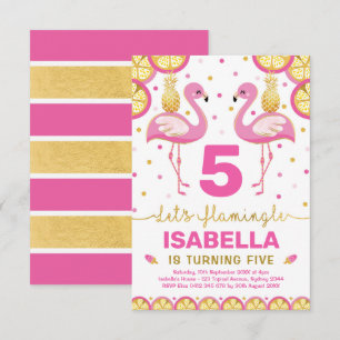 Convites Aniversário Tropical de Verão do Flamingo, Doura
