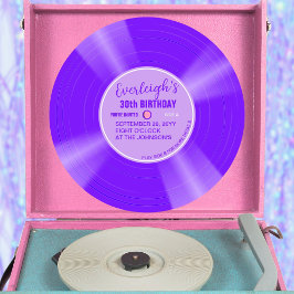 Convites Aniversário Único do Registro de Vinilo Roxo