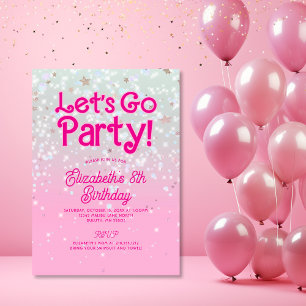 Convites Aniversário Vamos Fazer uma Festa Rosa na Moda