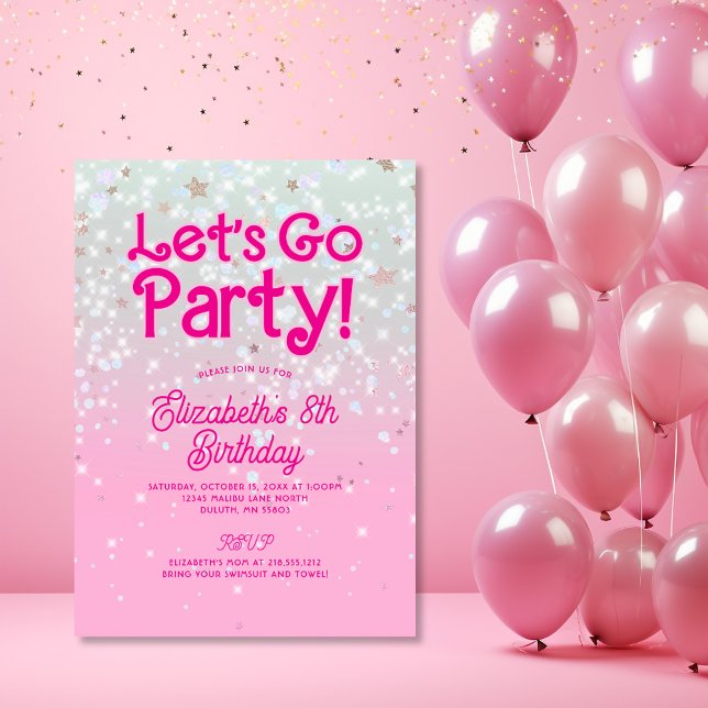 Convites Aniversário Vamos Fazer uma Festa Rosa na Moda (Criador carregado)