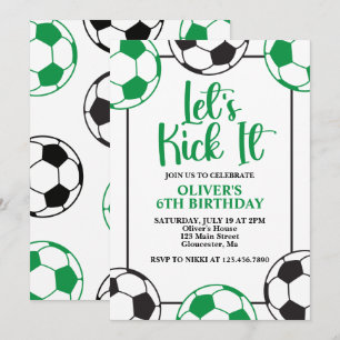 Convites Aniversário Verde e Preto de Futebol