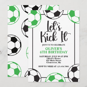 Convites Aniversário Verde e Preto de Futebol