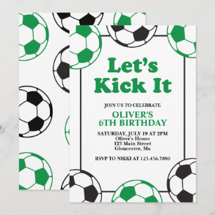 Convites Aniversário Verde e Preto de Futebol
