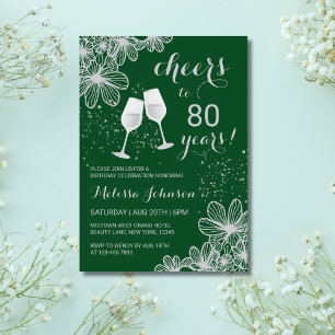 Convites Aniversário Verde Floral do Vinho de Prata