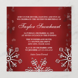 CONVITES ANIVERSÁRIO VERMELHO DO DOCE DEZESSEIS DO FLOCO DE
