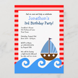 Convites Aniversário Vermelho e Azul para Celebração - C