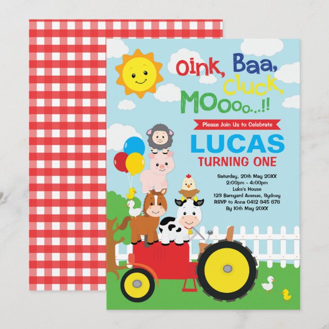 Convites Aniversário vibrante do jardim zoológico Petting (Frente/Verso)