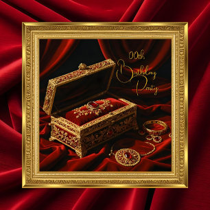 Convites Aniversário Vintage Frame Dourado Caixa de Joias V