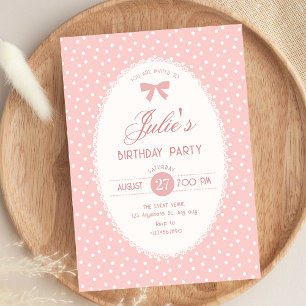 Convites Aniversário vintage pastel rosa