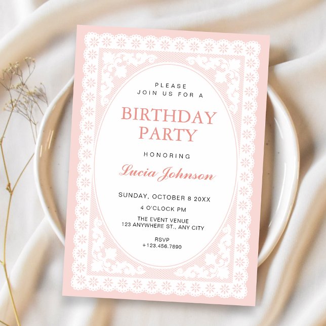 Convites Aniversário Vintage Pink Toile (Criador carregado)
