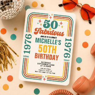 Convites Aniversário Vintage Retro 50 e Fabuloso