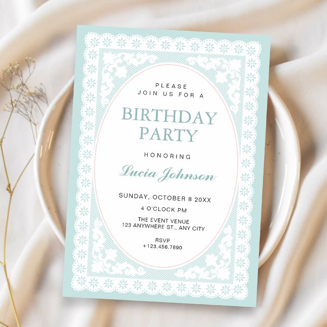 Convites Aniversário Vintage Toile Azul (Criador carregado)