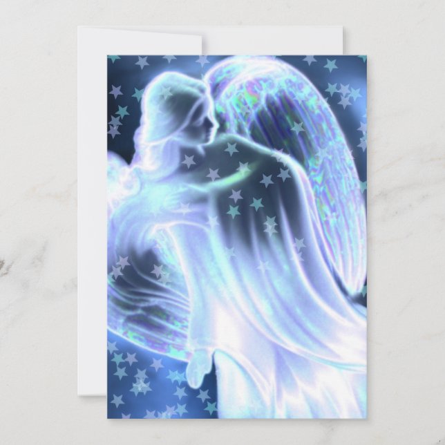 Convites Anjo Azul Com Estrelas (Frente)