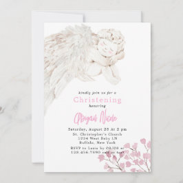 Convites Anjo com Batismo Floral Rosa das Asas