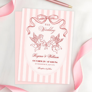 Convites Anjo Cupido rosa casamento