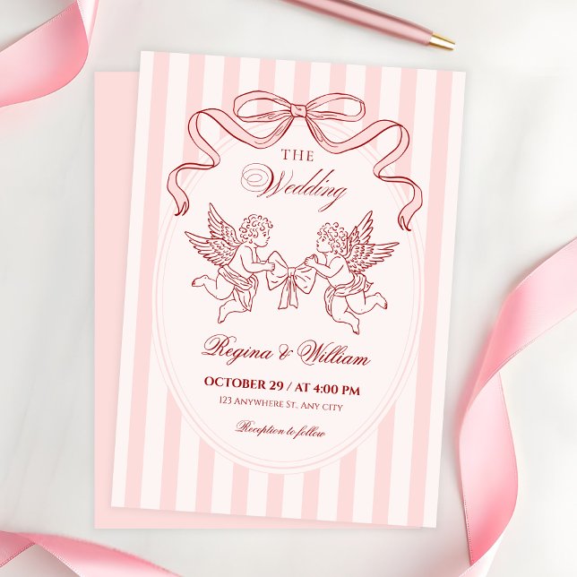 Convites Anjo Cupido rosa casamento  (Criador carregado)