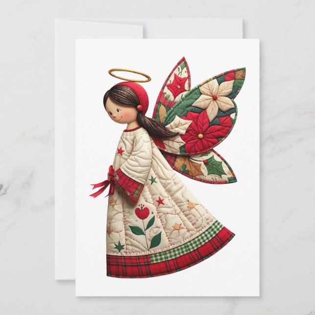 Convites Anjo de Natal com Flores de Festa (Frente)